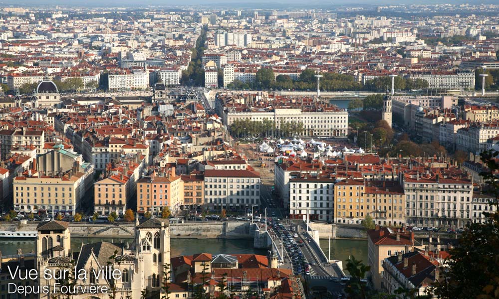 vue aérienne lyon Fourvière